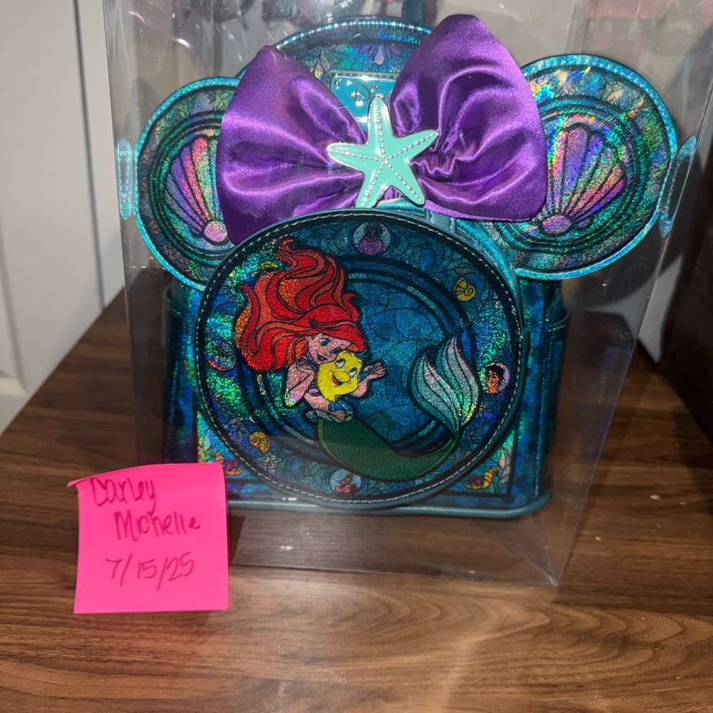 BNWT DISNEY LITTLE MERMAID STAINED GLASS COLLECTION BAG AND EARS